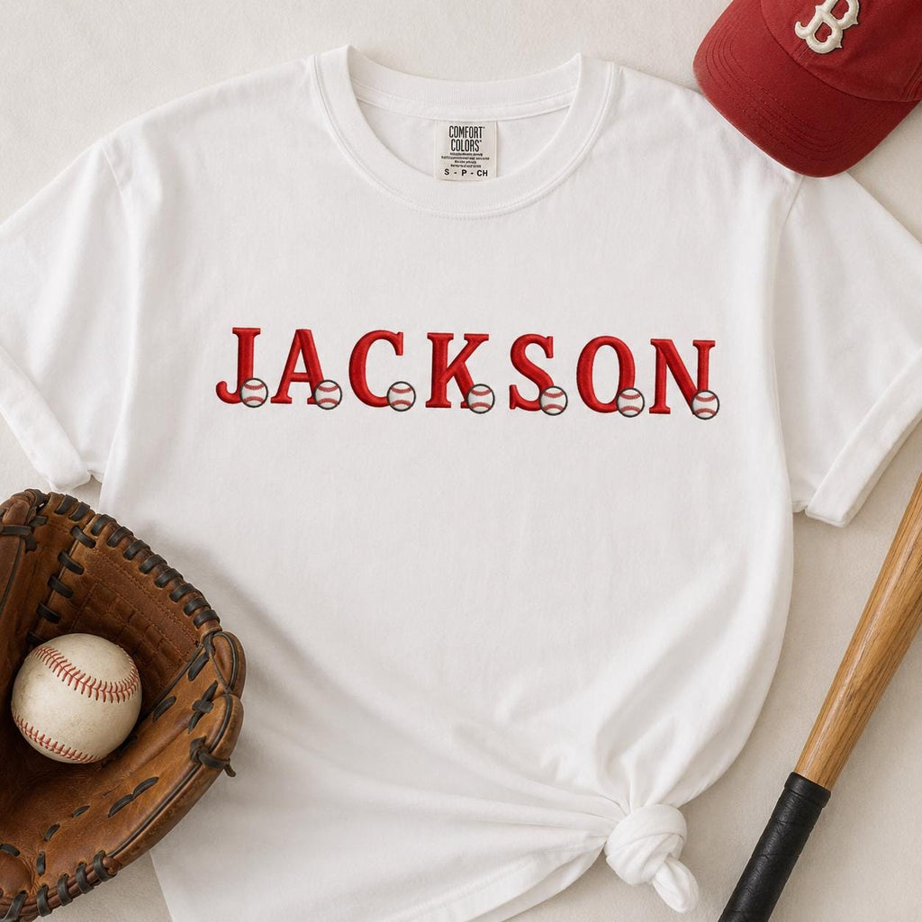 Baseball Monogram Alphabet Embroidery Design, Red Sports Letters A-Z, Boys Name Machine Embroidery Font, 5 sizes, Digital Download - image 3
