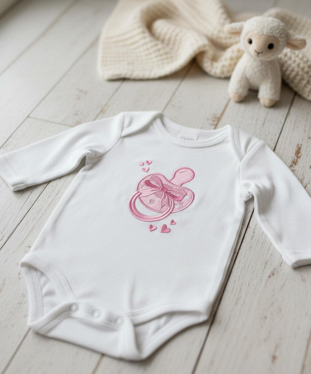 Baby Pacifier Embroidery Design, Cute Pink Binky File, Newborn Girl Gift, Baby Shower Nursery Decor, Machine Embroidery, Digital Download - image 6