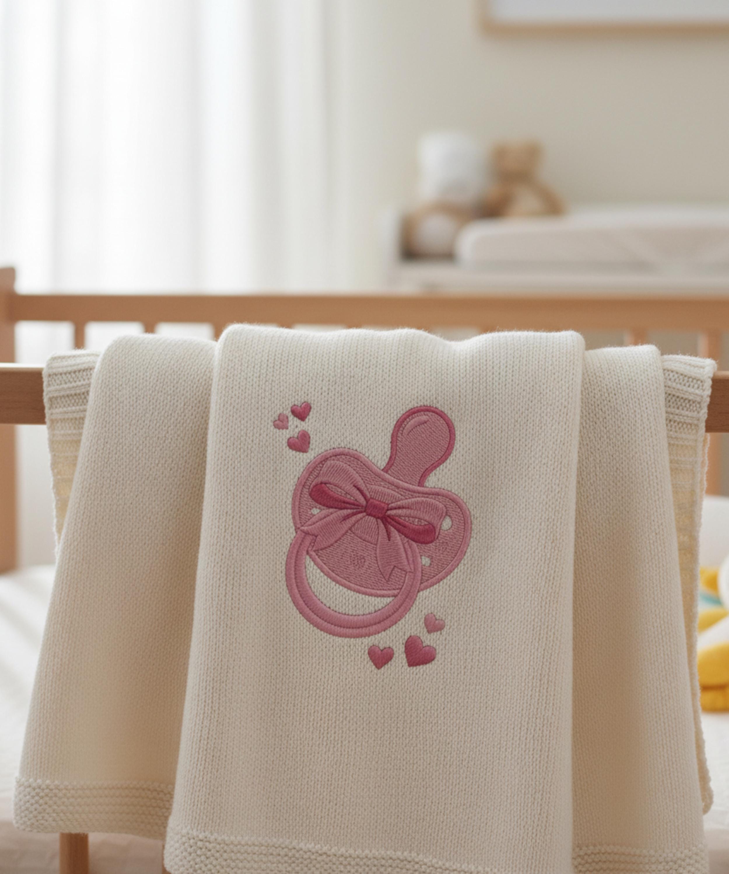 Baby Pacifier Embroidery Design, Cute Pink Binky File, Newborn Girl Gift, Baby Shower Nursery Decor, Machine Embroidery, Digital Download - image 4