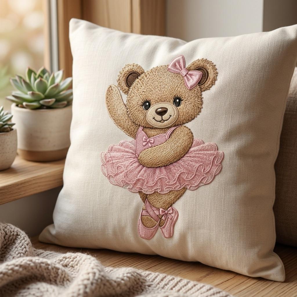 Ballerina Teddy Bear Embroidery Design, Pink Tutu Bear Machine Embroidery File, Baby Girl Nursery PES DST EXP, 5 sizes, Digital Download - image 6