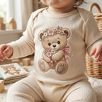 Floral Teddy Bear Embroidery Design, Bear With Flower Bouquet Machine Embroidery File, Baby Girl PES DST EXP, 5 sizes, Digital Download - image 7