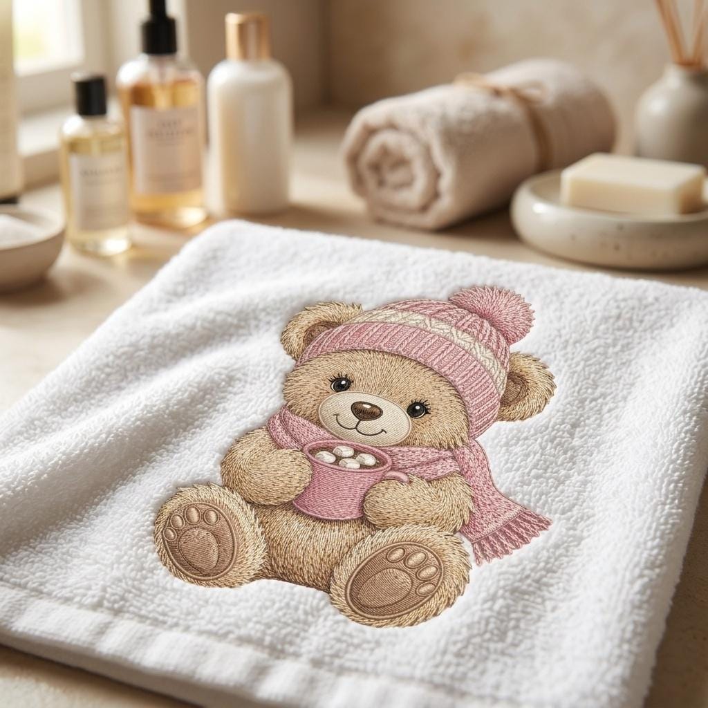 Winter Teddy Bear Embroidery Design, Cute Bear With Cocoa Machine Embroidery File, Cozy Nursery PES DST EXP, 5 sizes, Digital Download - image 5