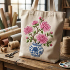 Pink Chrysanthemum Chinoiserie Vase Embroidery Design, Blue White Botanical Flower Machine File, 5 sizes, Digital Download - image 7