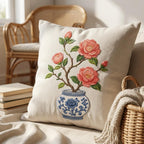 Coral Camellia Chinoiserie Vase Embroidery Design, Blue White Botanical Floral Machine File, 5 sizes, Digital Download - image 5