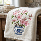 Pink Cherry Blossom Chinoiserie Vase Embroidery Design, Blue White Floral Tree Machine File, 5 sizes, Digital Download - image 5