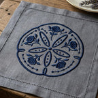 Blue Chinoiserie Sand Dollar Embroidery Design, Floral Coastal Seashell Machine Embroidery File, 5 sizes, Digital Download - image 5
