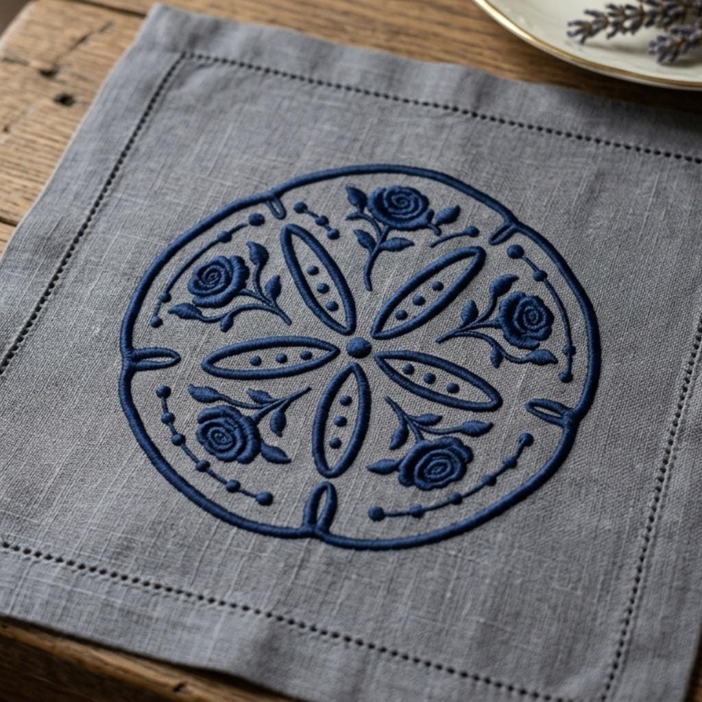 Blue Chinoiserie Sand Dollar Embroidery Design, Floral Coastal Seashell Machine Embroidery File, 5 sizes, Digital Download - image 5