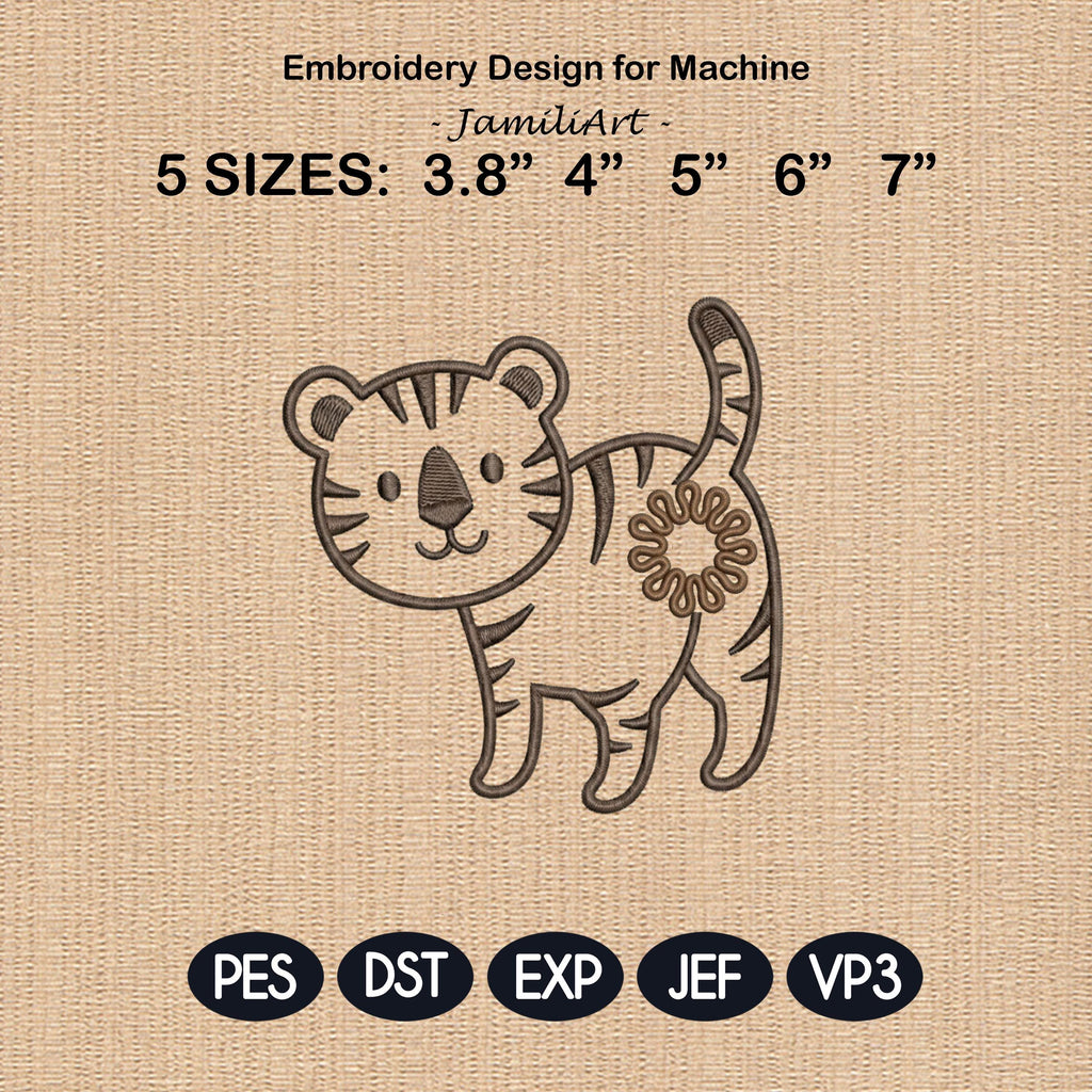 Cute Tiger Butt Bag Tie Embroidery Design, Funny Tiger Butt Applique, Bread Bag Clip In The Hoop, Jungle Animal Embroidery, Digital Download - image 3