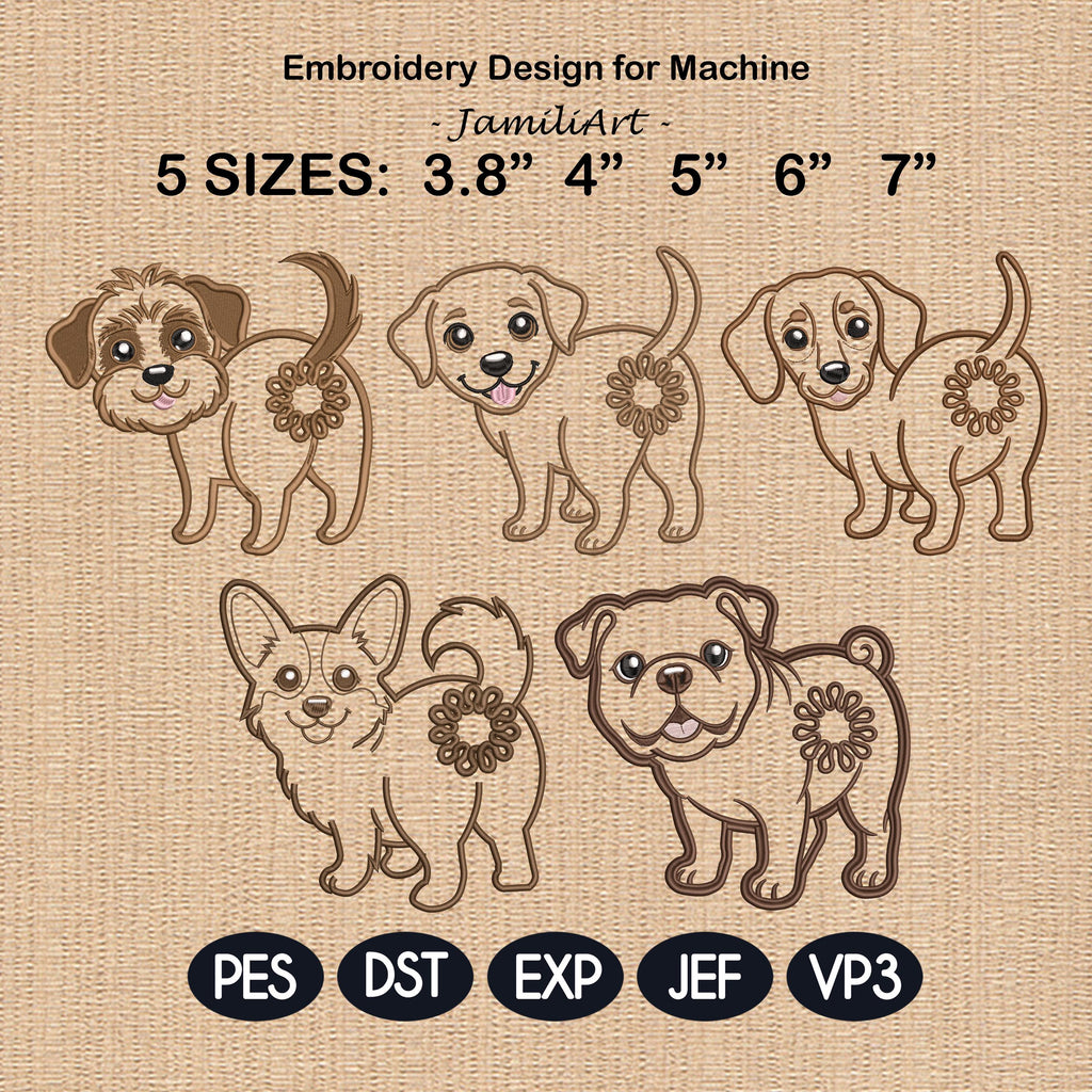 Cute Dog Butt Bag Tie Embroidery Design Bundle, Funny Puppy Butt Applique, Bread Bag Clip In The Hoop, Dog Embroidery Set, Digital Download - image 3
