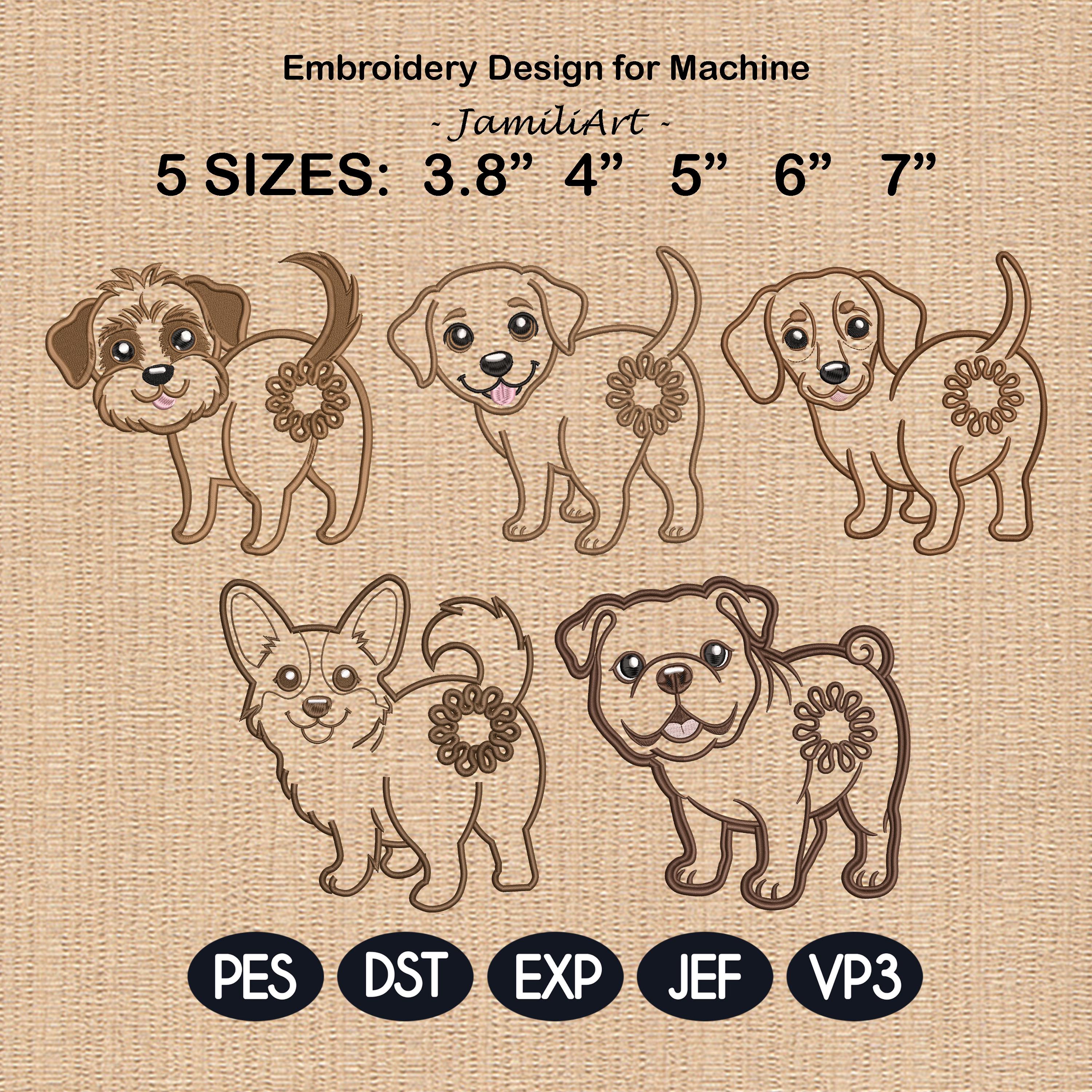 Cute Dog Butt Bag Tie Embroidery Design Bundle, Funny Puppy Butt Applique, Bread Bag Clip In The Hoop, Dog Embroidery Set, Digital Download - image 3