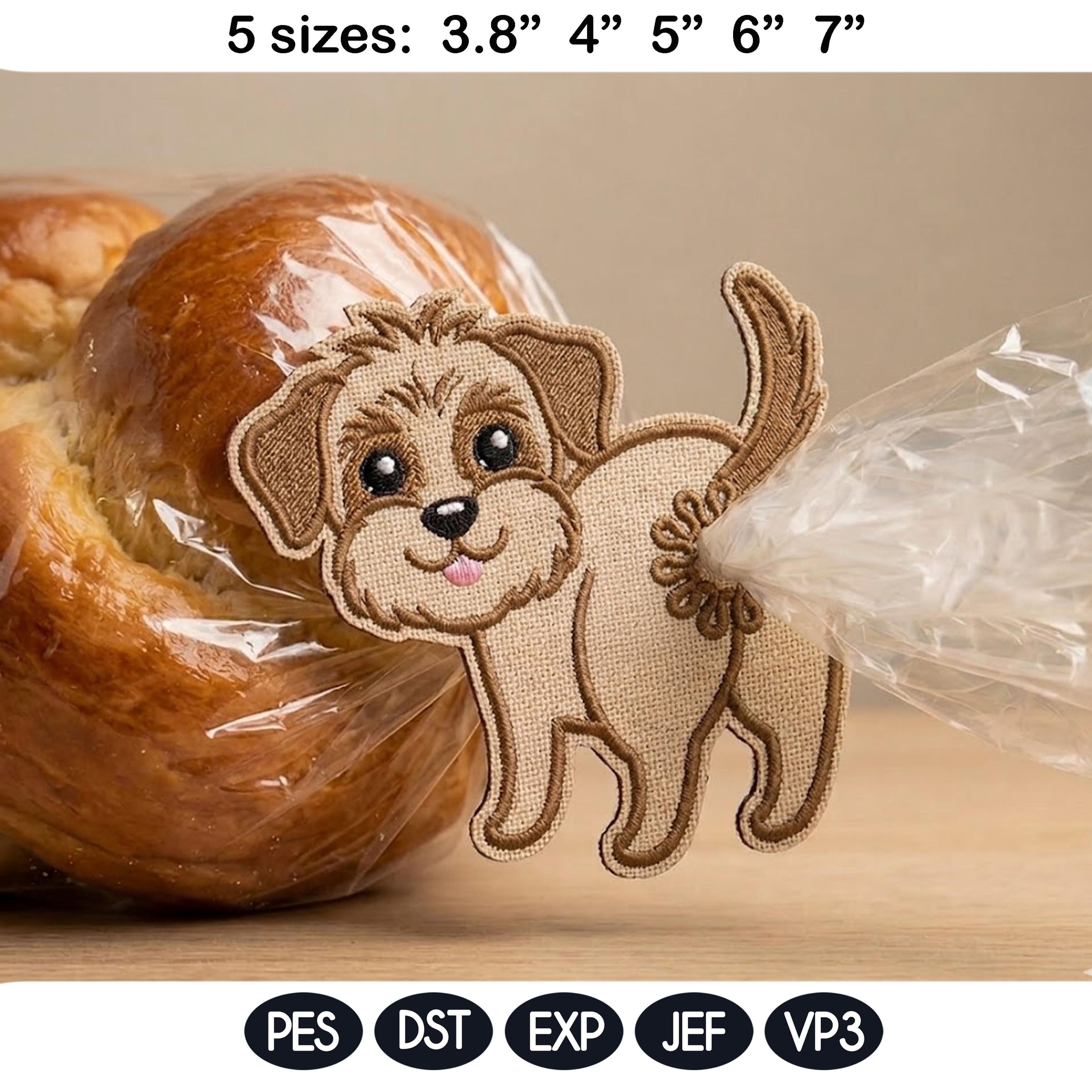 Cute Dog Butt Bag Tie Embroidery Design Bundle, Funny Puppy Butt Applique, Bread Bag Clip In The Hoop, Dog Embroidery Set, Digital Download - image 5