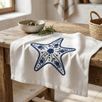 Floral Chinoiserie Starfish Embroidery Design, Blue White Coastal Beach Machine Embroidery File, 5 sizes, Digital Download - image 4
