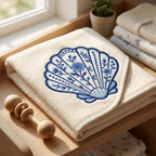 Chinoiserie Scallop Shell Embroidery Design, Blue Floral Coastal Seashell Machine File, 5 sizes, Digital Download - image 6