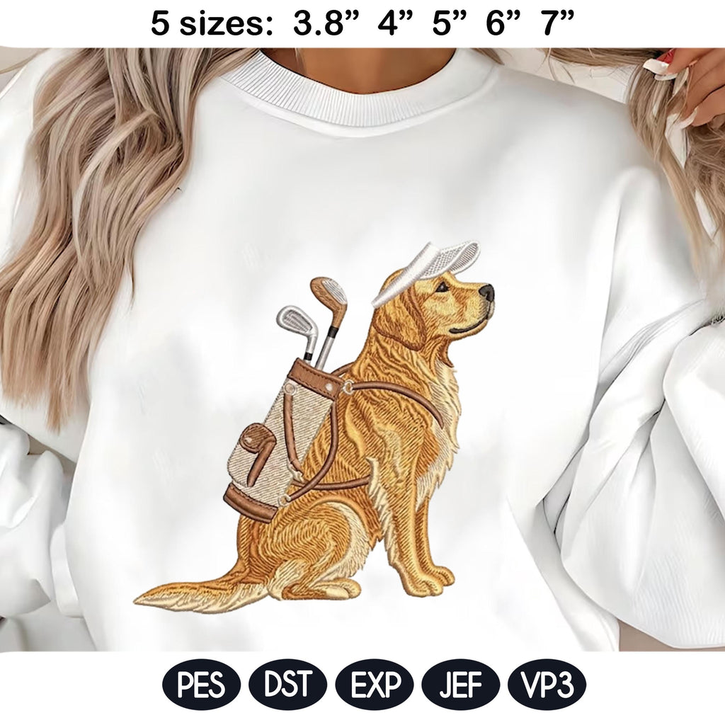 Funny Golf Dog Embroidery Bundle, Preppy Sporting Dog Embroidery Design, Retriever Poodle Golf Machine Embroidery, 5 sizes, Digital Download - image 10