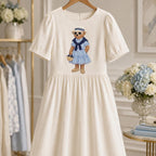 Preppy Teddy Bear Girl Embroidery Design, Coastal Summer Bear Machine Embroidery File, Fashion Teddy Bear, 5 sizes, Digital Download - image 5