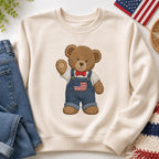 Americana Teddy Bear Embroidery Design, Cute USA Bear In Overalls Machine Embroidery, Patriotic Baby Bear Stitch Pattern, Digital Download - image 3
