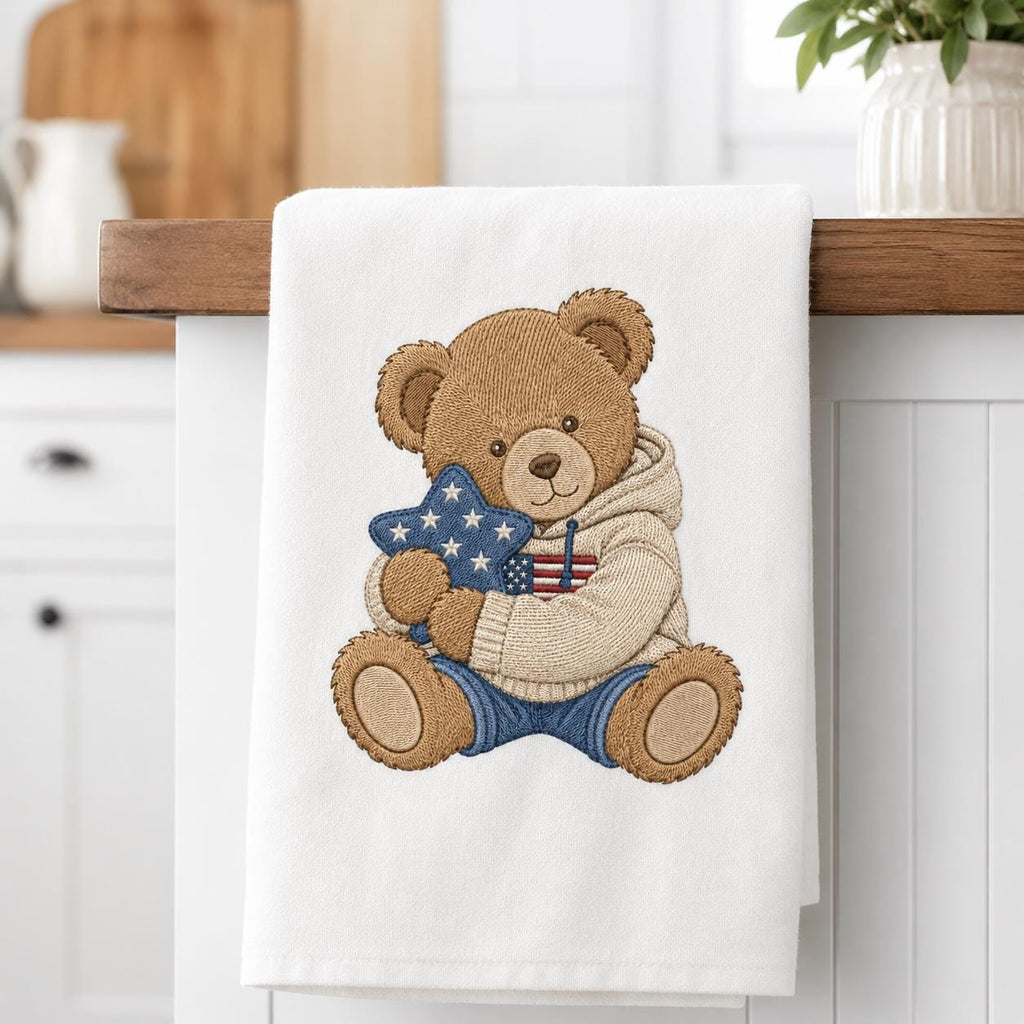 Patriotic Teddy Bear Embroidery Design, Cute Americana Bear With Star Pillow Machine Embroidery, USA Baby Bear Pattern, Digital Download - image 7