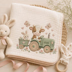 Cow Tractor Embroidery Design, Cute Farm Nursery Machine Embroidery File, Baby Cow Bunny Tractor Stitch, 5 sizes, Digital Download - image 6