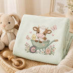 Cow Wheelbarrow Embroidery Design, Baby Farm Animal Machine Embroidery File, Cute Cow Garden Stitch, 5 sizes, Digital Download - image 5