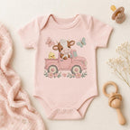 Cow Pickup Embroidery Design, Baby Farm Nursery Machine Embroidery File, Cute Cow Duck Truck Stitch, 5 sizes, Digital Download - image 3