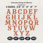 Vintage Serif Alphabet Embroidery Design, Classic Monogram Font A-Z Machine Embroidery Letters, Initials Set, 5 sizes, Digital Download