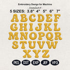 Baby Alphabet Embroidery Design, Cute Bubble Font A-Z Machine Embroidery Letters, Baby Name Initials Set, 5 sizes, Digital Download
