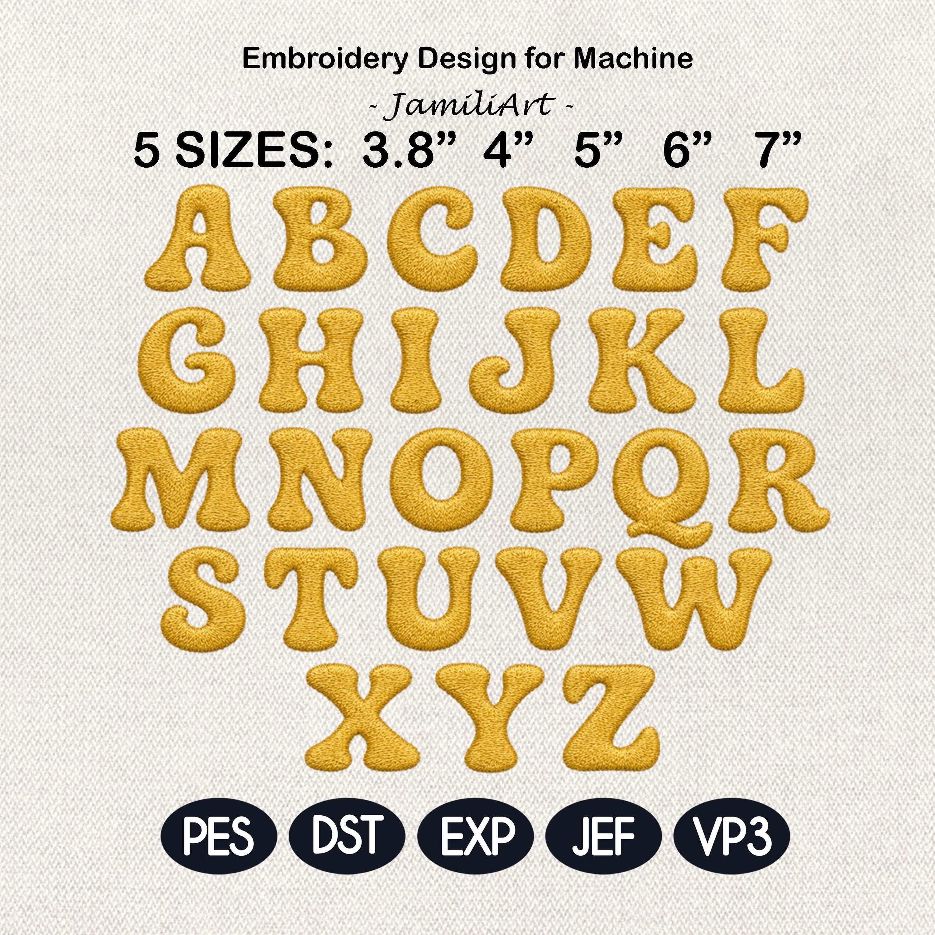 Baby Alphabet Embroidery Design, Cute Bubble Font A-Z Machine Embroidery Letters, Baby Name Initials Set, 5 sizes, Digital Download