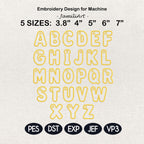 ITH Varsity Alphabet Bag Tag Embroidery Font, Keychain Monogram A-Z, In The Hoop Backpack Tag, School Team Bag Charm, Digital Download