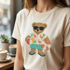 Summer Teddy Bear Embroidery Design, Beach Bear Machine Embroidery File, Flamingo Vacation Stitch, 5 sizes, Digital Download - image 7