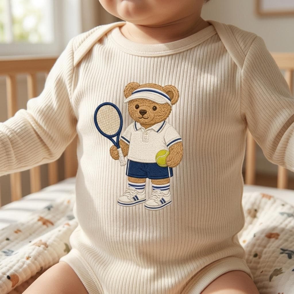 Tennis Teddy Bear Embroidery Design, Sport Bear Machine Embroidery File, Cute Tennis Stitch, 5 sizes, Digital Download - image 5