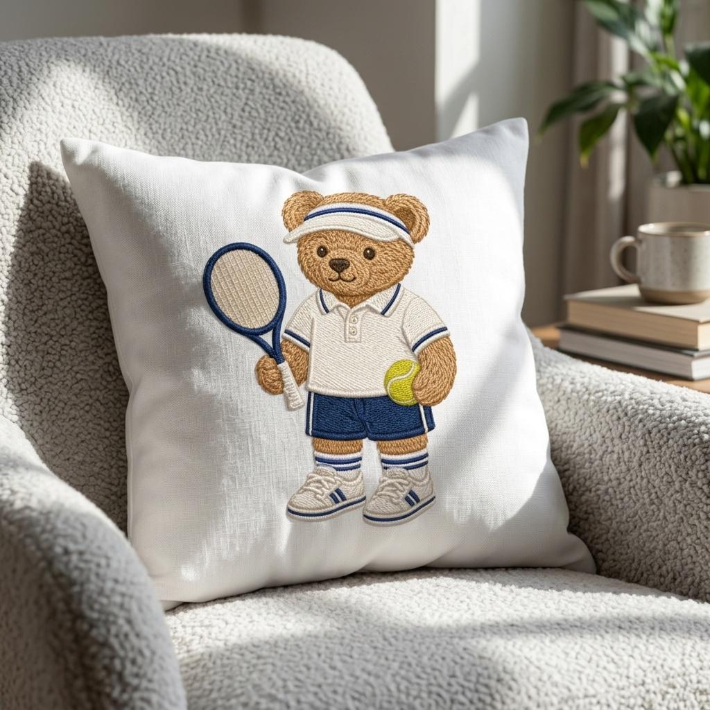 Tennis Teddy Bear Embroidery Design, Sport Bear Machine Embroidery File, Cute Tennis Stitch, 5 sizes, Digital Download - image 7