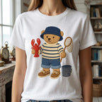 Fishing Teddy Bear Embroidery Design, Lobster Bear Machine Embroidery File, Coastal Summer Stitch Pattern, 5 sizes, Digital Download - image 4