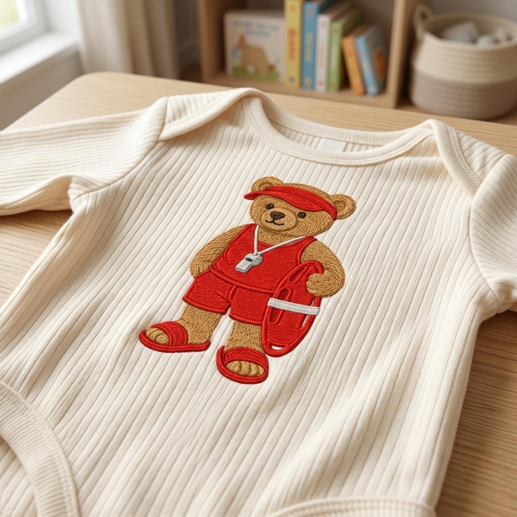Lifeguard Teddy Bear Embroidery Design, Beach Rescue Bear Machine Embroidery File, Summer Stitch Pattern, 5 sizes, Digital Download - image 4