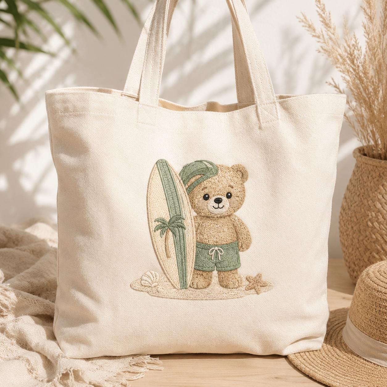 Summer Teddy Bear Embroidery Bundle, Beach Surf Car Sandcastle Machine Embroidery File, Vacation Bear Pattern, 5 sizes, Digital Download - image 7
