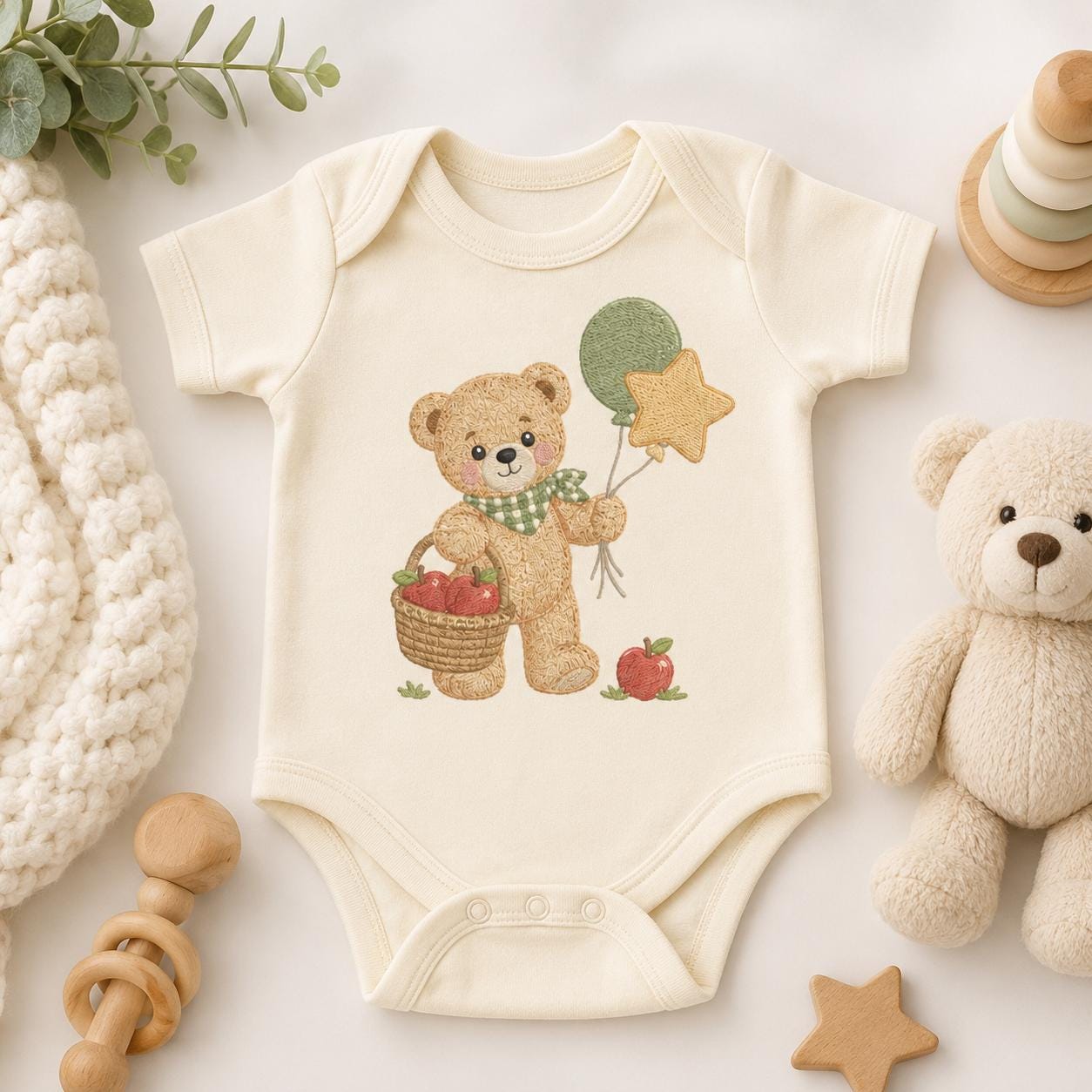 Farm Teddy Bear Embroidery Bundle, Tractor Barn Wagon Apple Machine Embroidery File, Country Nursery Design, 5 sizes, Digital Download - image 6