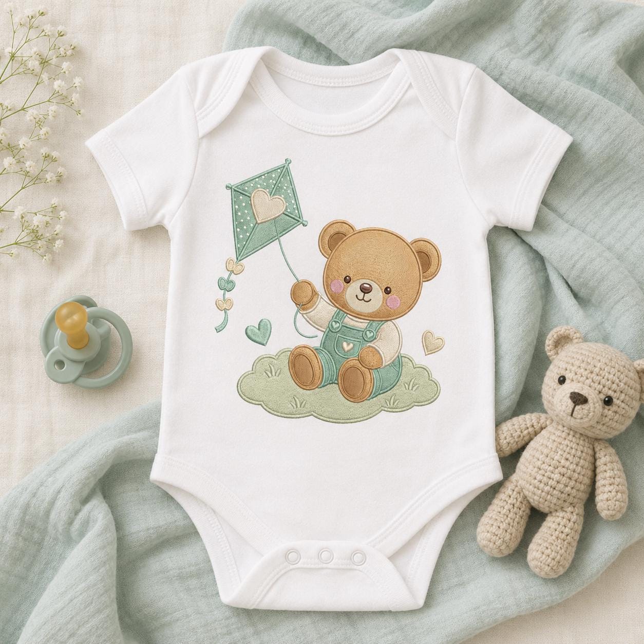 Teddy Bear Kite Embroidery Design, Cute Baby Bear Flying Kite Machine Embroidery File, Nursery Kids Decor, 5 sizes, Digital Download - image 4