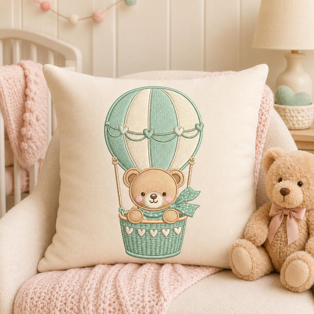 Teddy Bear Hot Air Balloon Embroidery Design, Cute Nursery Baby Bear Machine Embroidery, Kids Room Decor Stitch, 5 sizes, Digital Download - image 6