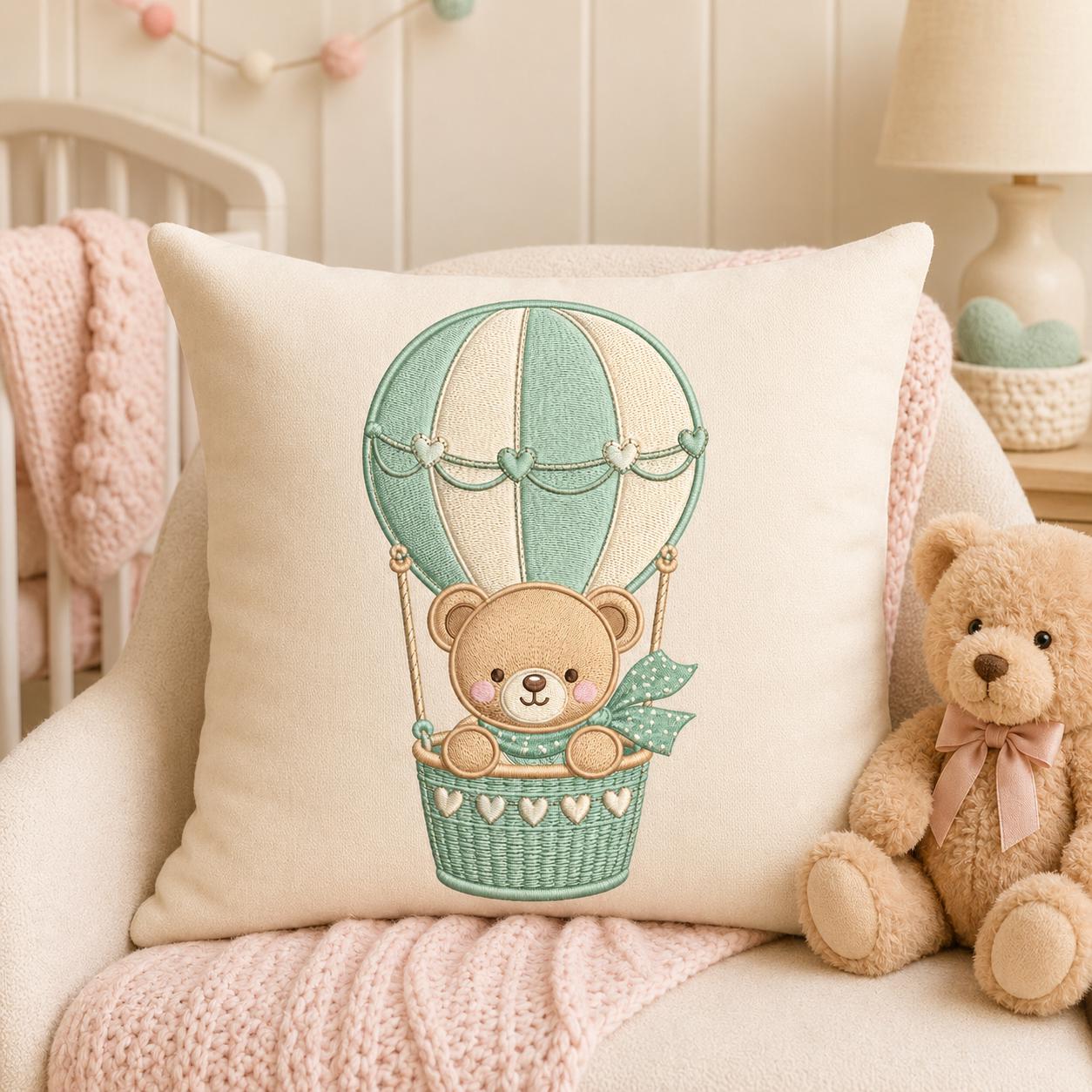 Teddy Bear Hot Air Balloon Embroidery Design, Cute Nursery Baby Bear Machine Embroidery, Kids Room Decor Stitch, 5 sizes, Digital Download - image 6