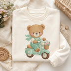 Teddy Bear Scooter Embroidery Design, Cute Baby Bear Riding Vespa Machine Embroidery File, Nursery Kids Decor, 5 sizes, Digital Download - image 3