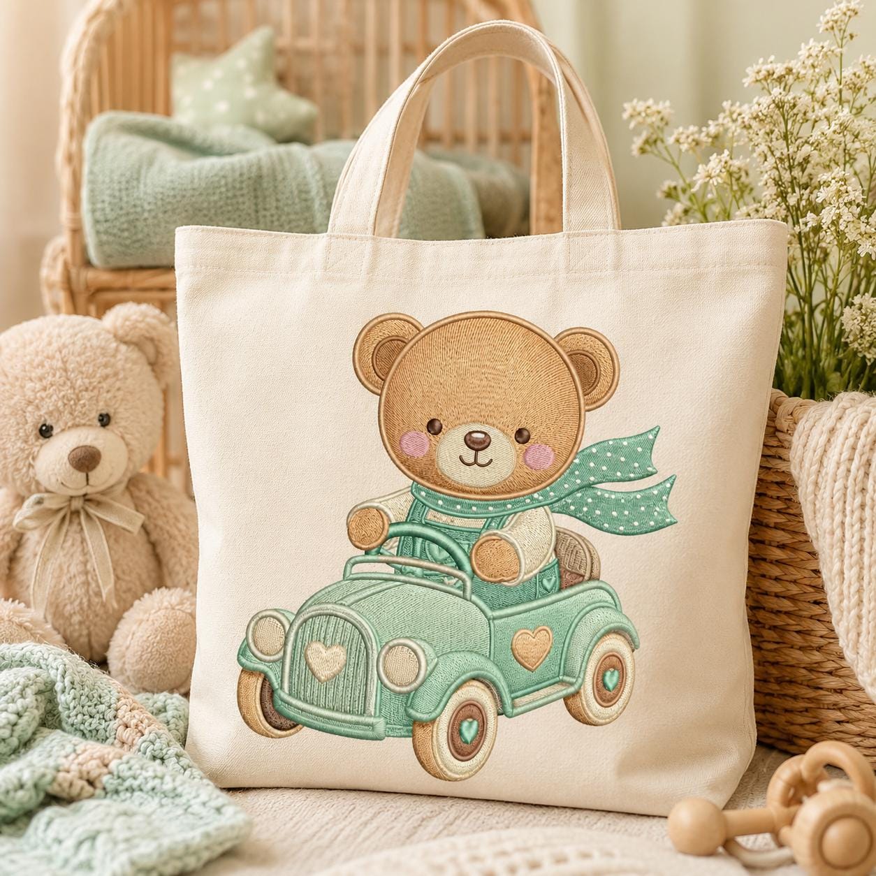 Teddy Bear Car Embroidery Design, Cute Baby Bear Driving Vintage Car Machine Embroidery, Nursery Kids Decor Stitch, 5 sizes,Digital Download - image 4