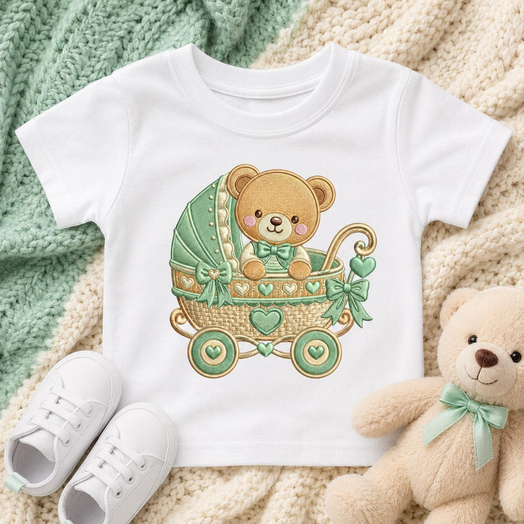 Teddy Bear Baby Stroller Embroidery Design, Cute Nursery Bear Pram Machine Embroidery, Baby Shower Kids Decor, 5 sizes, Digital Download - image 7