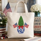Patriotic Chinoiserie Boxwood Tree Embroidery Design, 4th of July American Flag Topiary Machine Embroidery File, 5 sizes, Digital Download - image 3