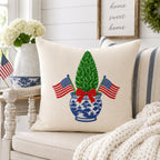 Patriotic Chinoiserie Boxwood Tree Embroidery Design, 4th of July American Flag Topiary Machine Embroidery File, 5 sizes, Digital Download - image 5