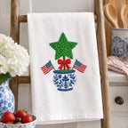4th of July Star Topiary Embroidery Design, Patriotic Chinoiserie Vase Machine Embroidery File, American Flag Bow, 5 sizes, Digital Download - image 3