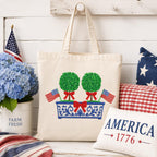 Double Boxwood Tree Embroidery Design, Patriotic Chinoiserie Planter Machine File, 4th July Flag Bow Topiary, 5 sizes, Digital Download - image 5