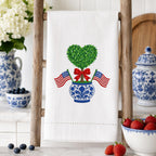 Heart Boxwood Topiary Embroidery Design, Patriotic Chinoiserie Vase Machine File, American Flag 4th of July Bow, 5 sizes, Digital Download - image 3