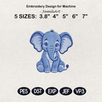 Chinoiserie Elephant Embroidery Design, Blue Safari Animal Machine Embroidery File, Preppy Nursery File, 5 sizes, Digital Download