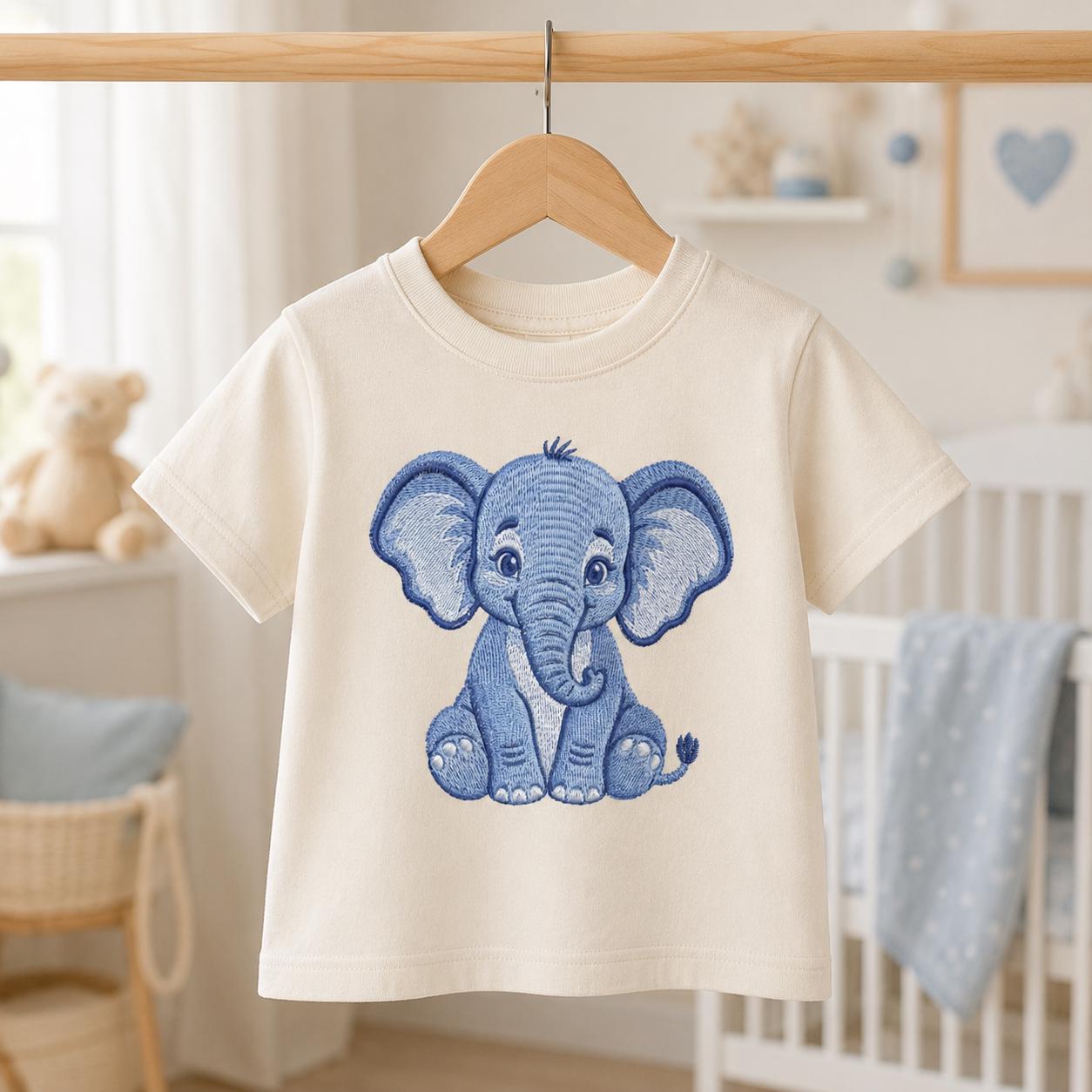 Chinoiserie Elephant Embroidery Design, Blue Safari Animal Machine Embroidery File, Preppy Nursery File, 5 sizes, Digital Download - image 3