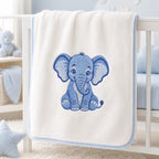 Chinoiserie Elephant Embroidery Design, Blue Safari Animal Machine Embroidery File, Preppy Nursery File, 5 sizes, Digital Download - image 7