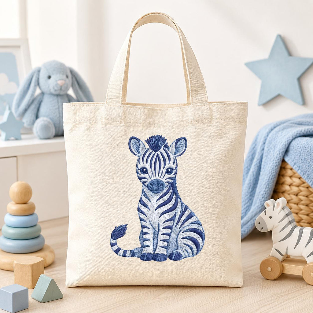 Chinoiserie Zebra Embroidery Design, Blue Safari Animal Machine Embroidery File, Preppy Nursery File, 5 sizes, Digital Download - image 4